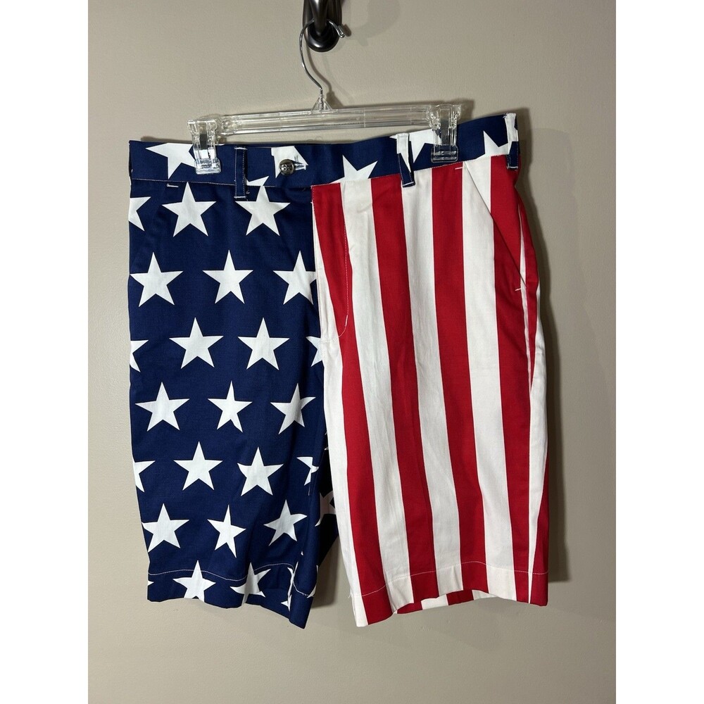 Loud Mouth American Flag Golf Shorts Size 34 4th of July Flat Front